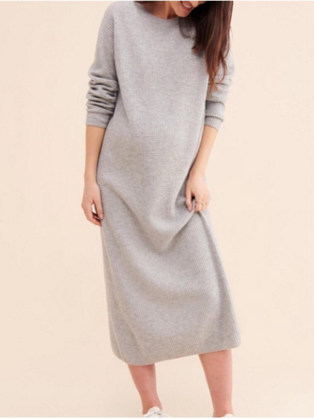 Hatch The Cozy Waffle Dress Ribbed Sterling Gray Size 1 S Small Maternity NWT